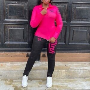 Pink‎ & Black Lounge 2 piece Lightweight Set Size M